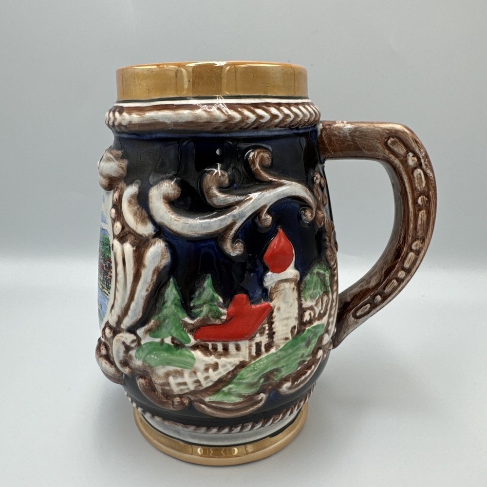 VTG Geneve-Suisse Beer Stein Souvenir Multicolor Relief Switzerland Mug 24oz